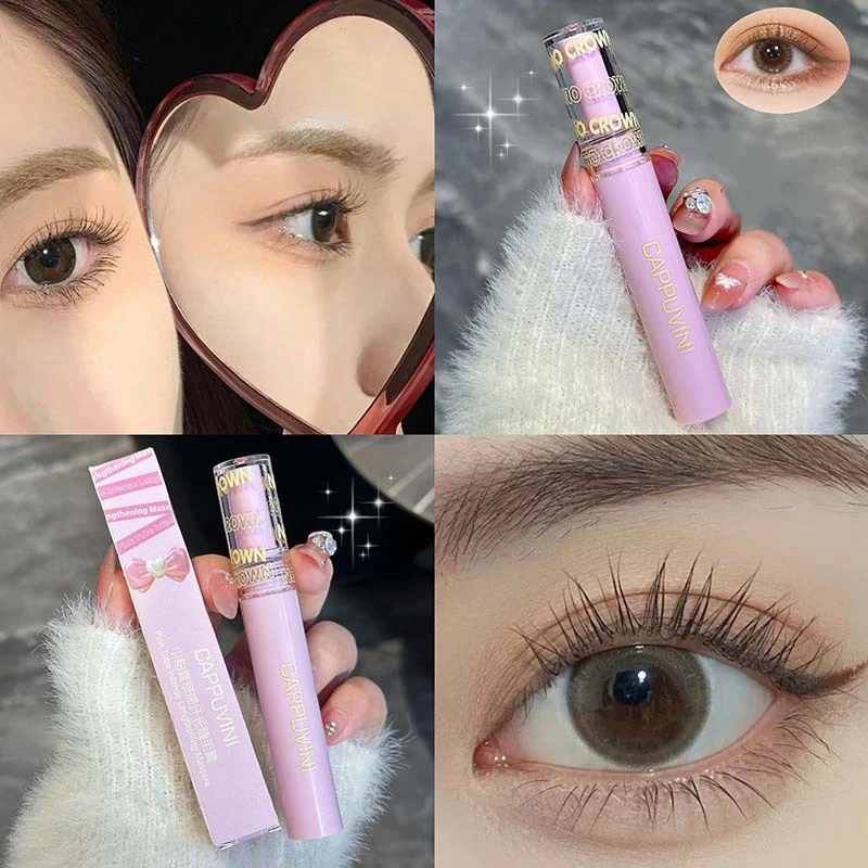 1pc Waterproof Silk Fiber Mascara Cute Pink Tube Black Brown Curling Lengthens Eyelash Extensions Non-smudge Eye Makeup Cosmetic