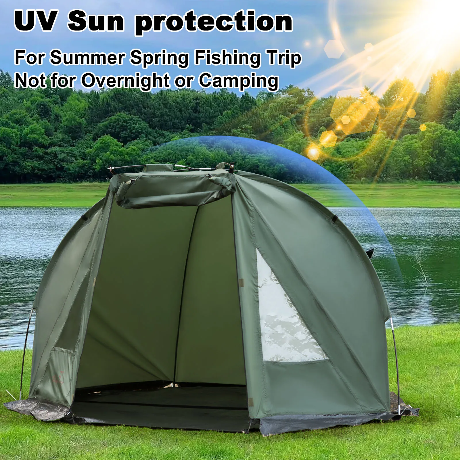 

Camping Shelter Tent 1-2 Person Ultralight Waterproof Portable for Hunting Travel Adventure Cycling Tent Green