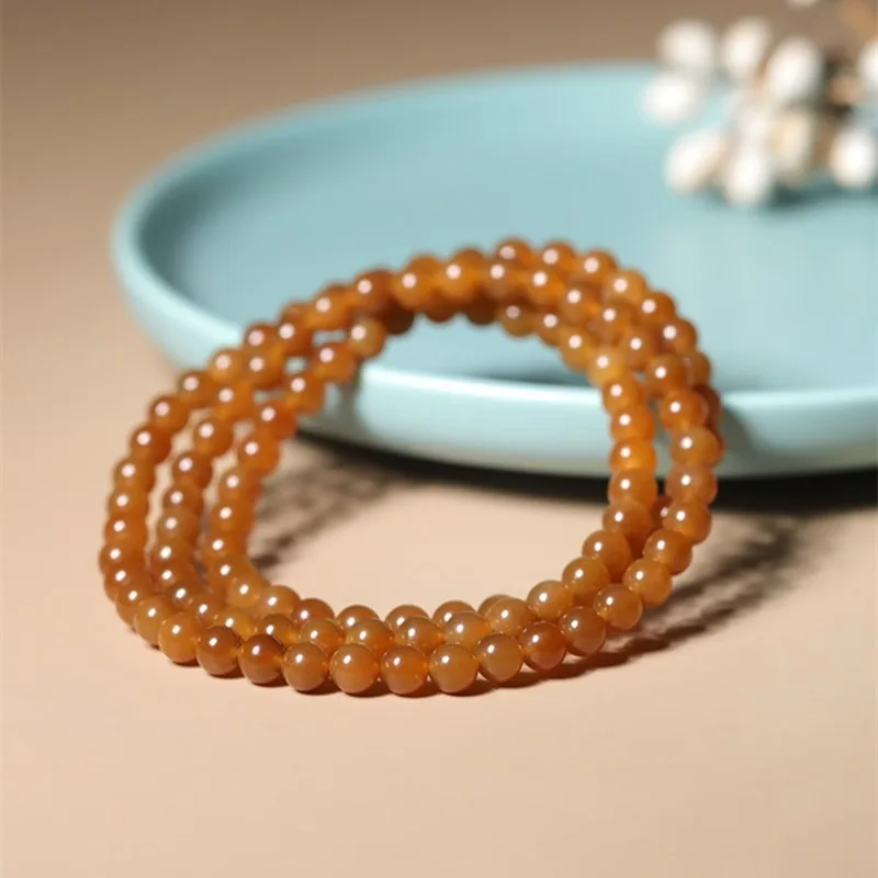 

Qiemo Brown Sugar 108 Round Beads Bracelet Women's Simple and Fresh