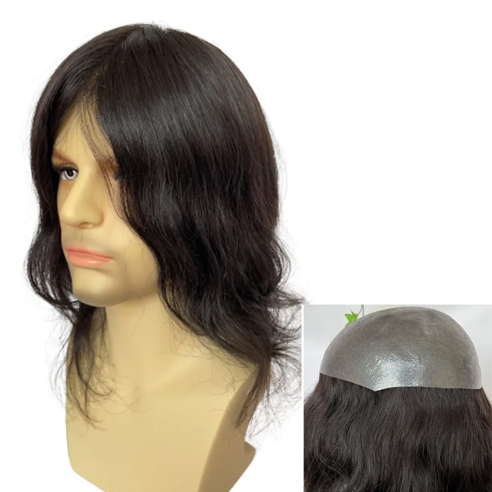 

Мужской парик из натуральных волос 12 дюймов, 10x8 дюймов, на тонкой полиуретановой основе, система замещения волос для мужчин