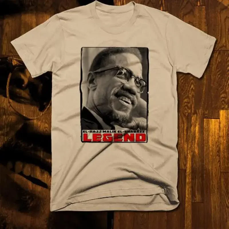 Malcolm X T Shirt Black History Month African Civil Rights Activist Tan Or Gray
