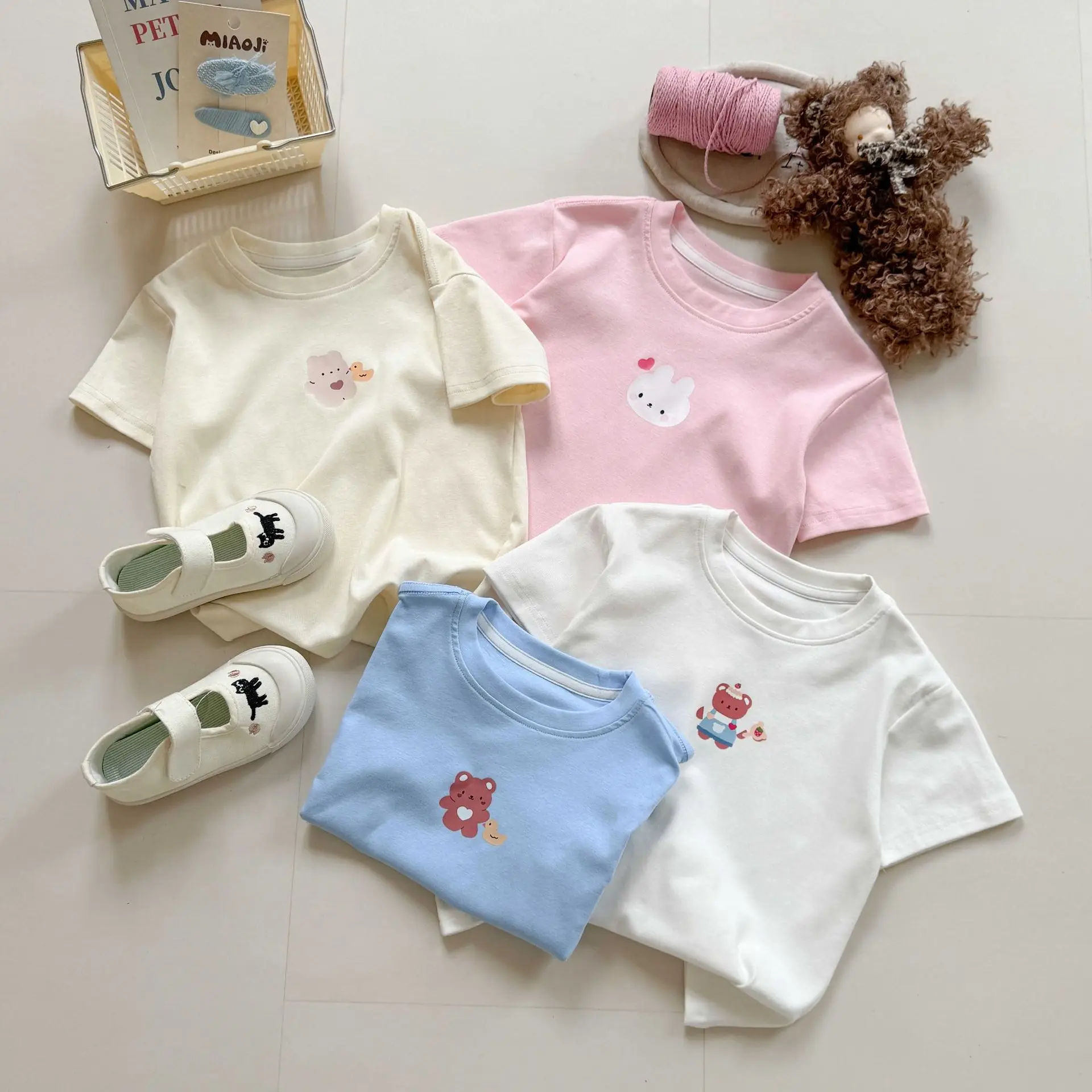 2025 Summer New Children Short Sleeve T Shirts Cute Cartoon Print Baby Cotton T Shirt Kids Casual Tops Boys Girls Tee