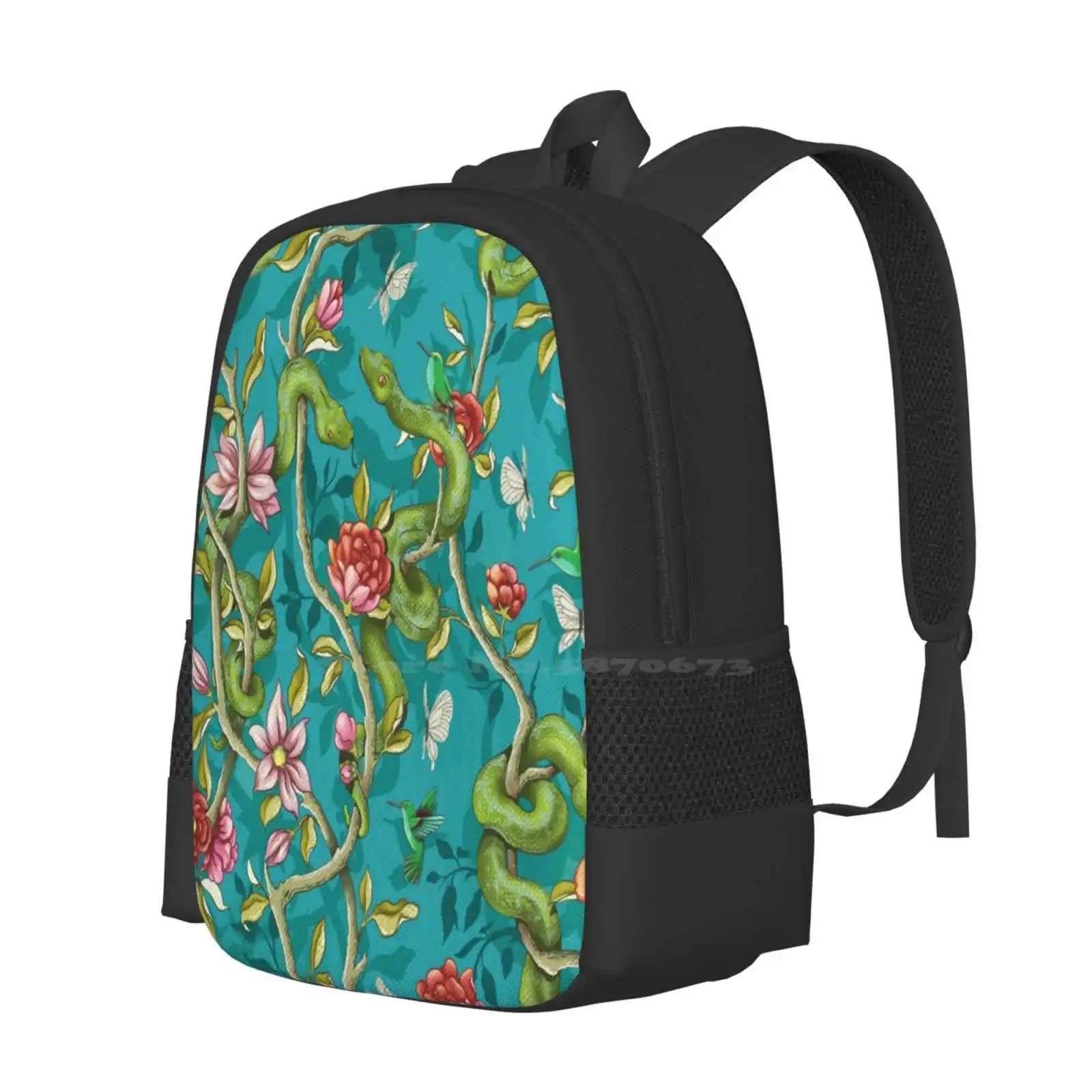 Canção da manhã-Mochila masculina e feminina, balança de cobra para adolescentes, turquesa verde, jardim floral floral, mochila para meninas