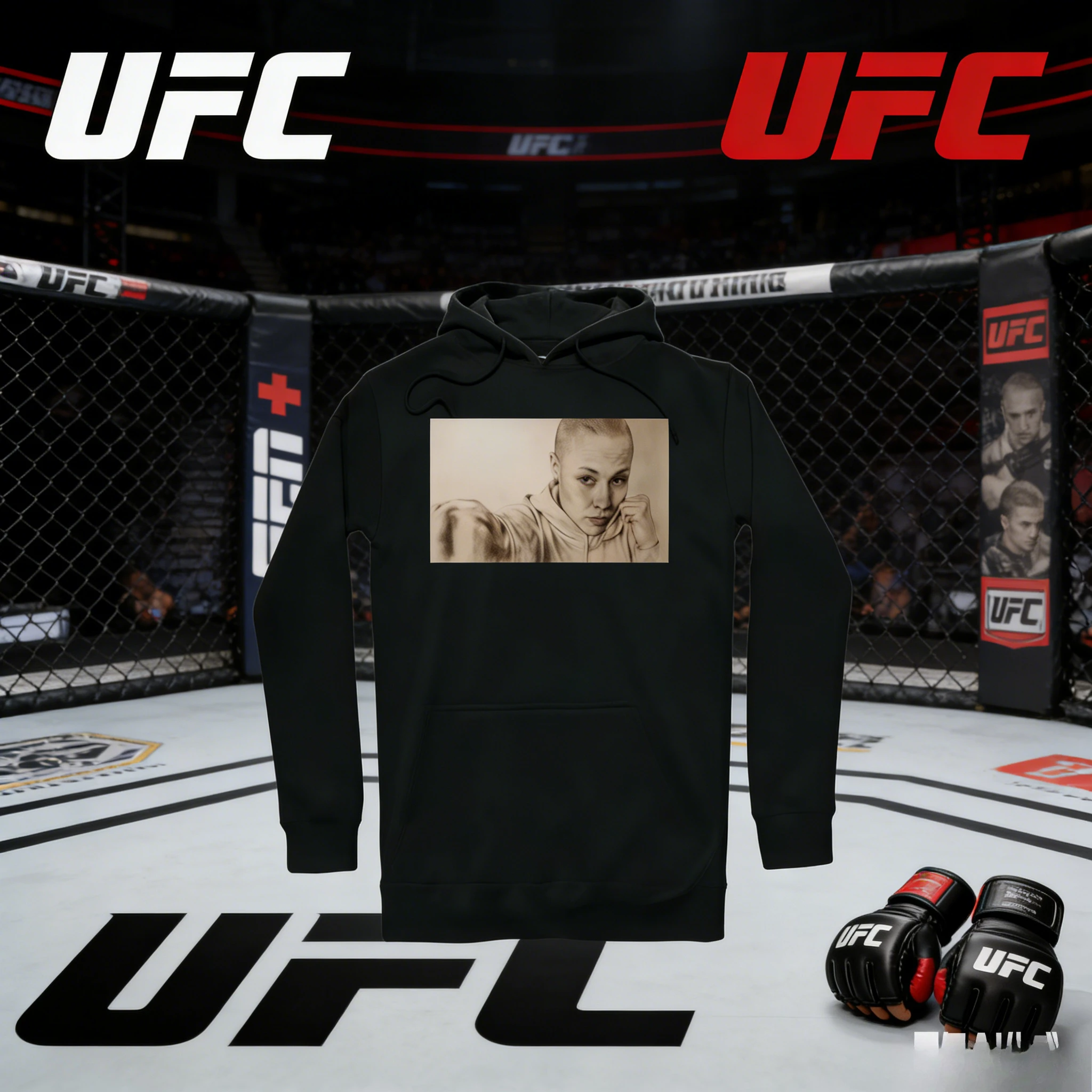 

Хлопковая дышащая толстовка с капюшоном UFC Ros Namajunas 2026 (осень/зима) с принтом, унисекс