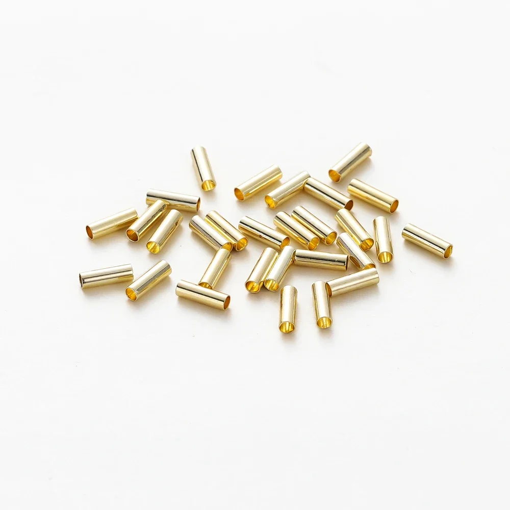 100Pcs Straight Long Tube Brass Beads Necklace Loose Spacer Beads for DIY Jewelry Making Accessories