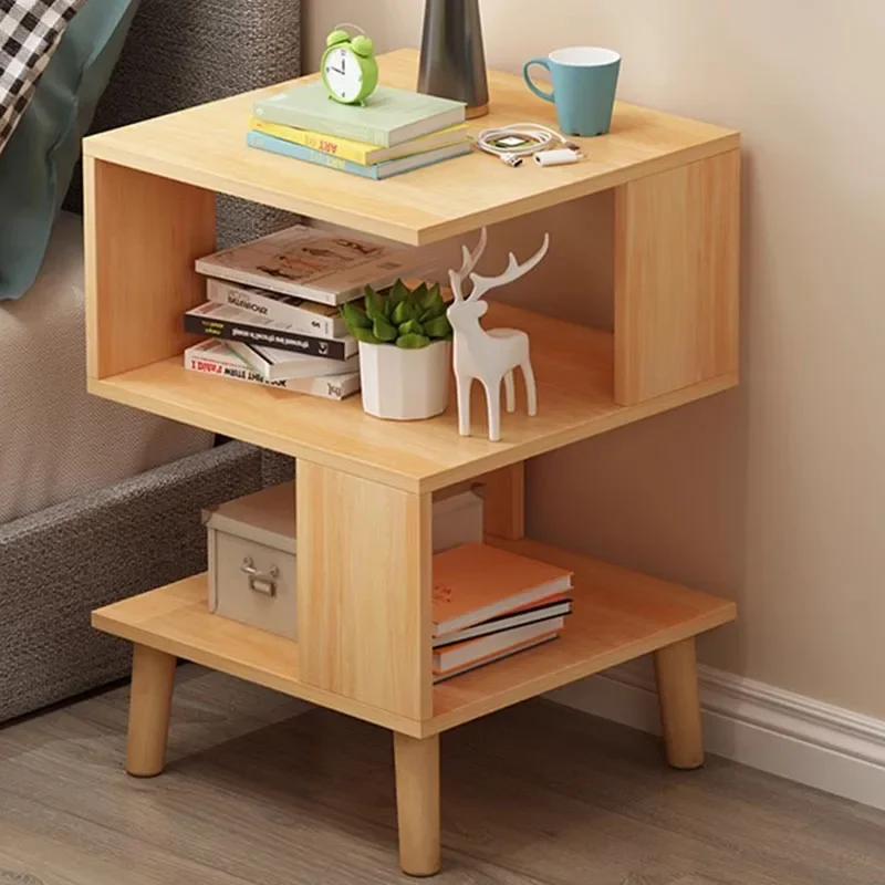 Modern Coffee Bedside Table Design Bedroom Storage Dressing Home Nightstands Wood Bed Shelf Mesita De Noche Dormitorio Furniture