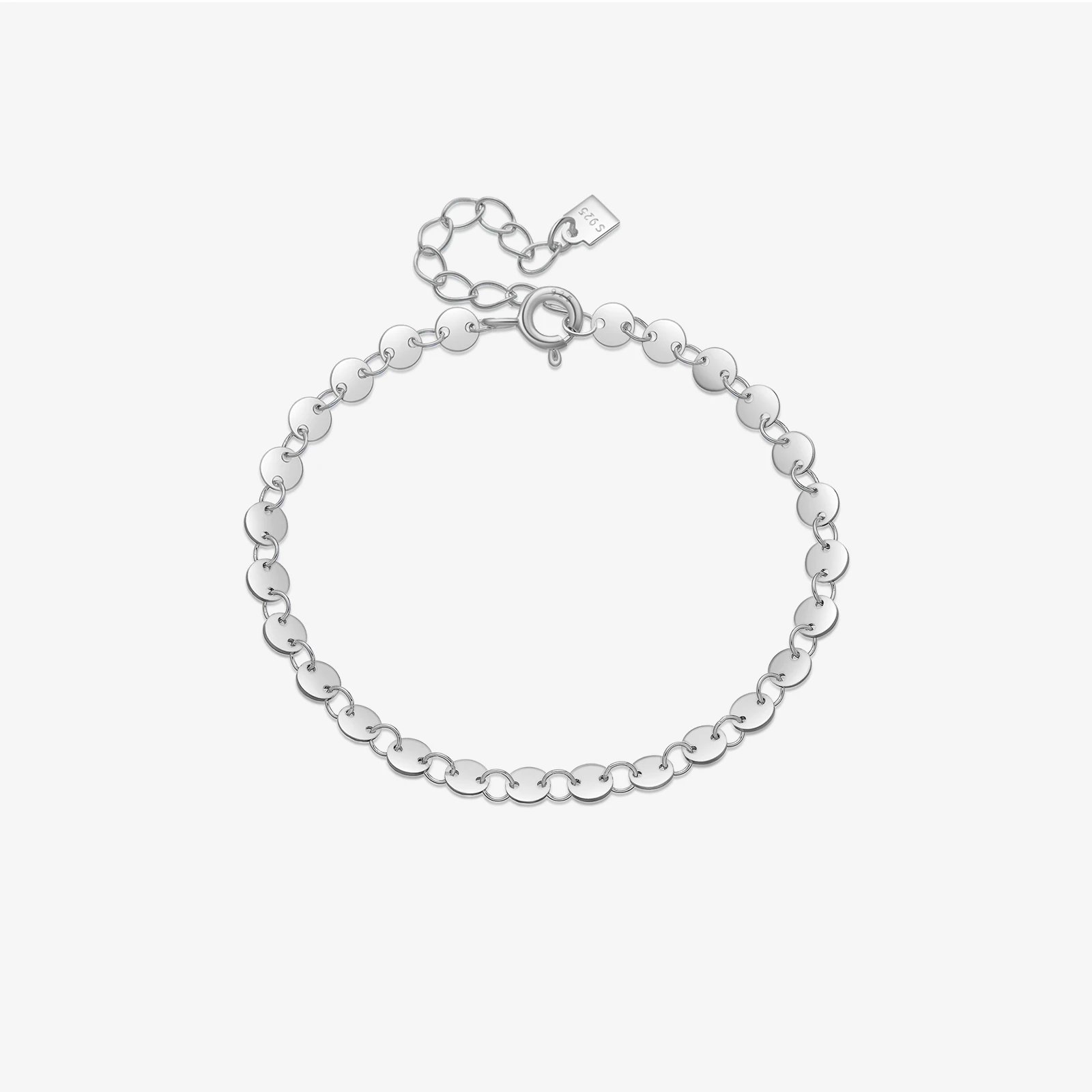 

VEWANT 925 Sterling Silver Circle Plain Chain Simple Bracelet Women Luxury Party Rock Punk Birthday Fine Jewelry Gift