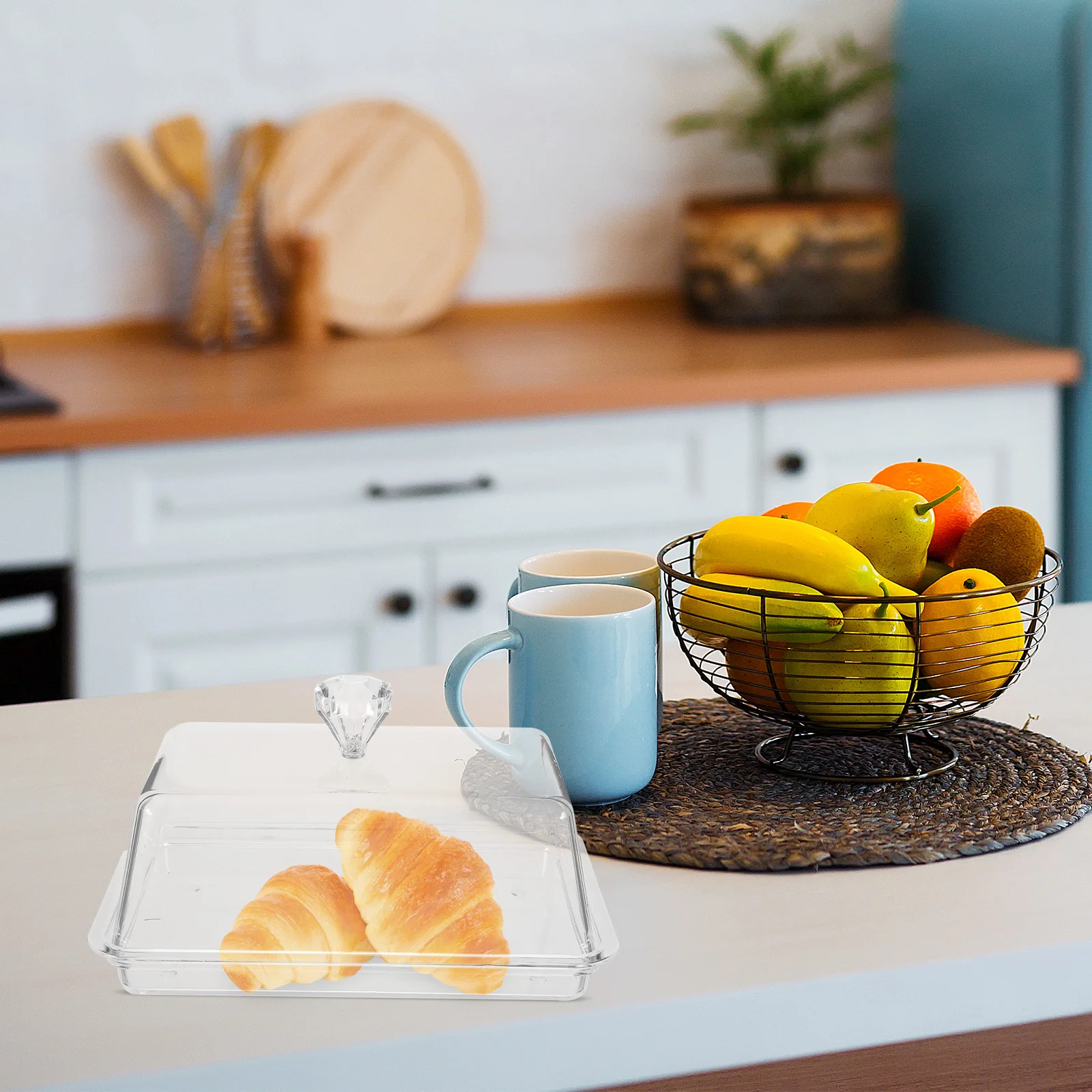 

Clear Butter Dish With Lid Multifunctional Storage Tray Transparent Cheese Container For Countertop Kitchen Accessories