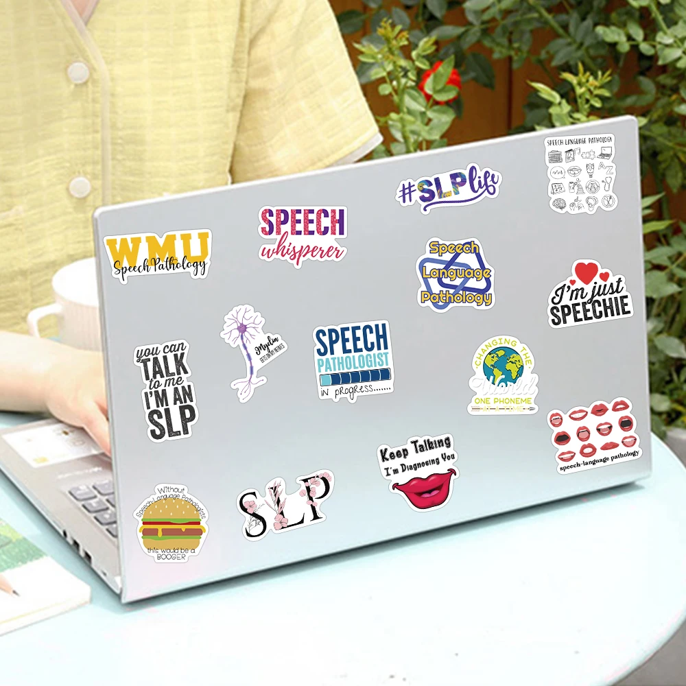 56PCS SLP Speech Language Pathology Infantile Autism Care Stickers Decal For Snowboard Laptop Luggage Car Fridge Sticker