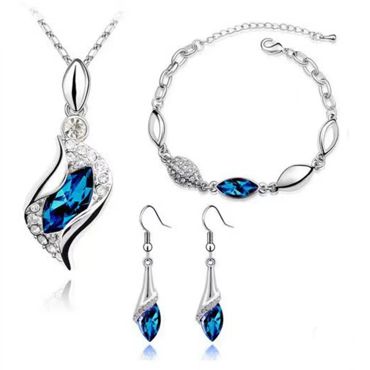 

Internet celebrity jewelry drops crystal earrings pendant necklace set