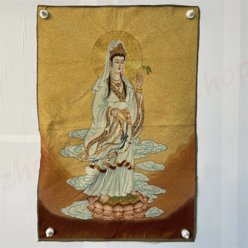 

Auspicious Tangka, embroidered Guanyin, exquisite home decoration of traditional folk culture