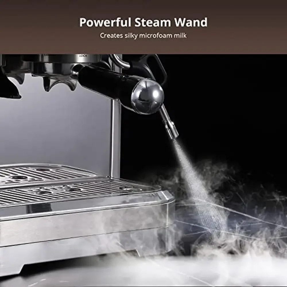 Профессиональная 15-барная эспрессо-машина со встроенной шлифовальной машиной для приготовления капучино и латте Crema Creation и точное экстракция шелковистого цвета