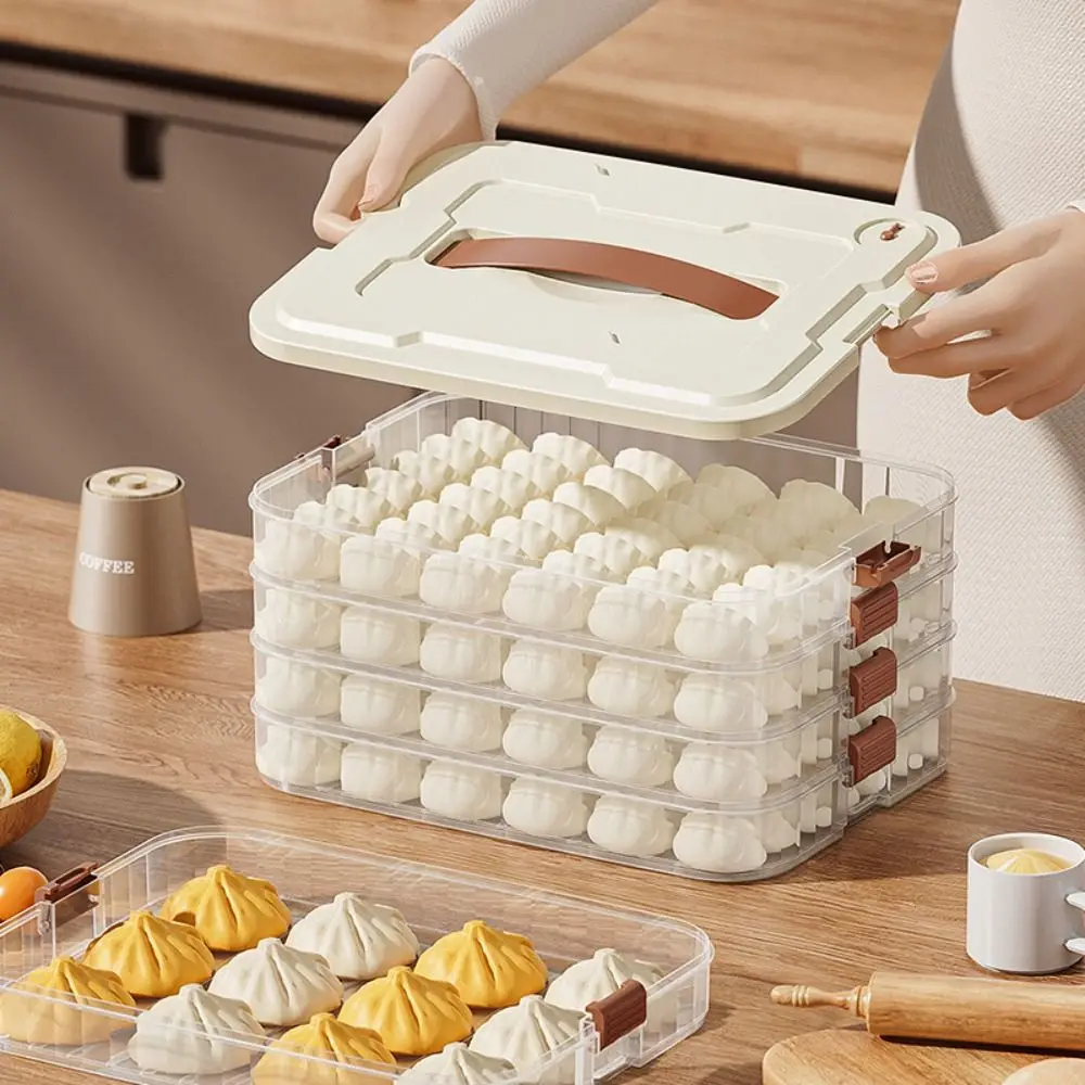 Image of Mehrschichtige Teigtaschen-Aufbewahrungsbox Frischhaltebox mit Großer Kapazität für Kühlschrank 1/2/3/4 Ebenen Versiegelte Gefrierbox für Haushalt und Küche