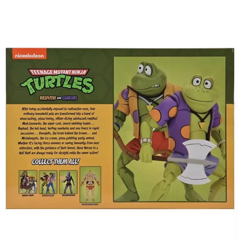 NECA TMNT شخصية المراهقين متحولة النينجا السلاحف تمثال مانغا راسبوتين وجنجيس ألعاب شخصيات الحركة 7 بوصة نموذج دمية أصلية #3