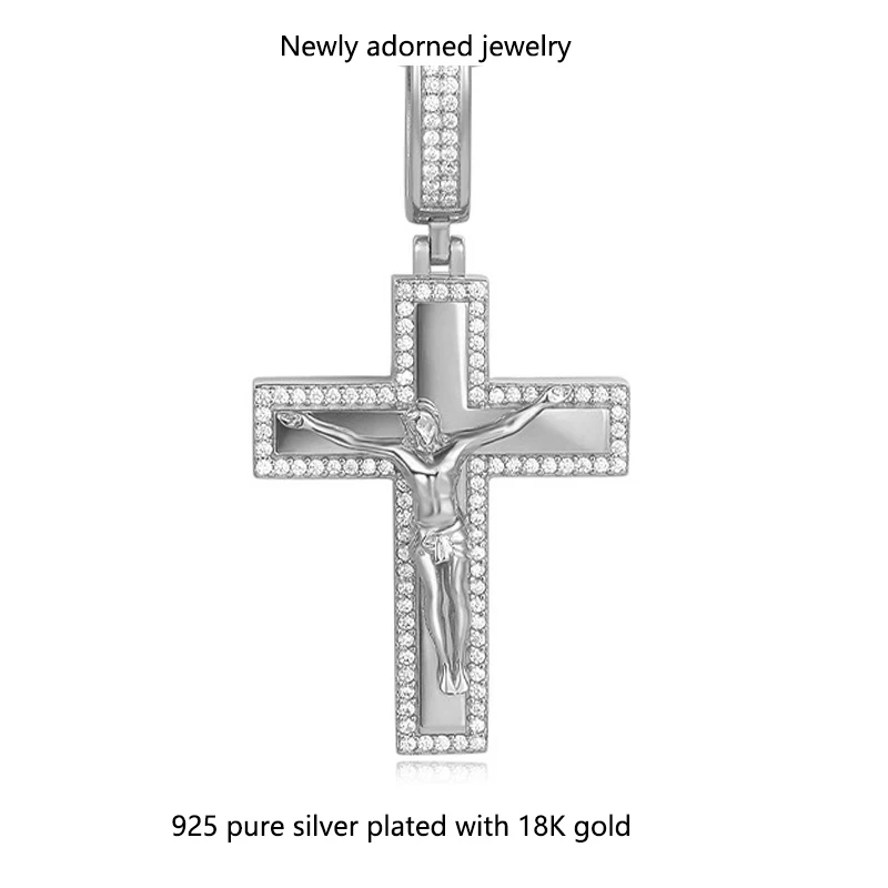 

Cross necklace without chain, popular among men and women in Europe and America, hip-hop style, micro-set with moissanite, made