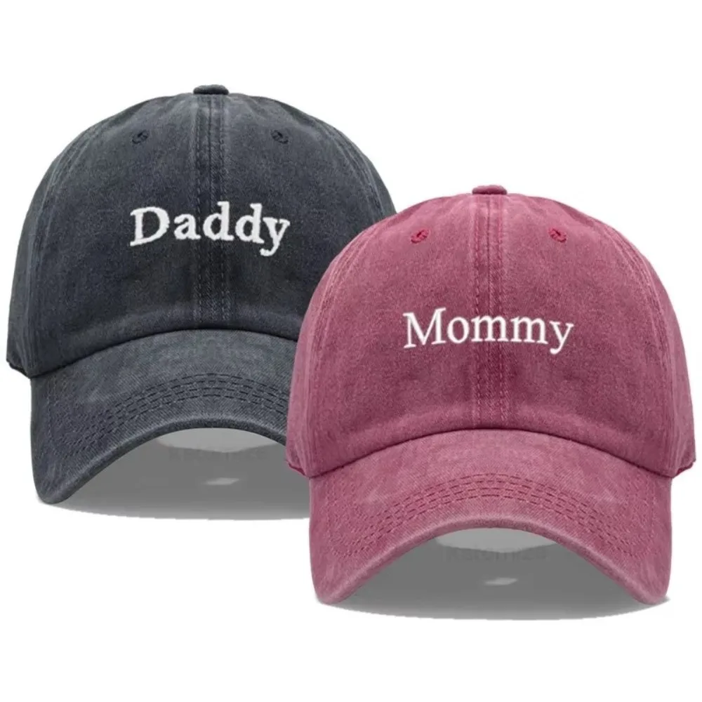 Vintage Letter Embroidered Daddy & Mommy Baseball Cap Cotton Adjustable Parent Matching Baseball Cap Dad Hats For Man Women
