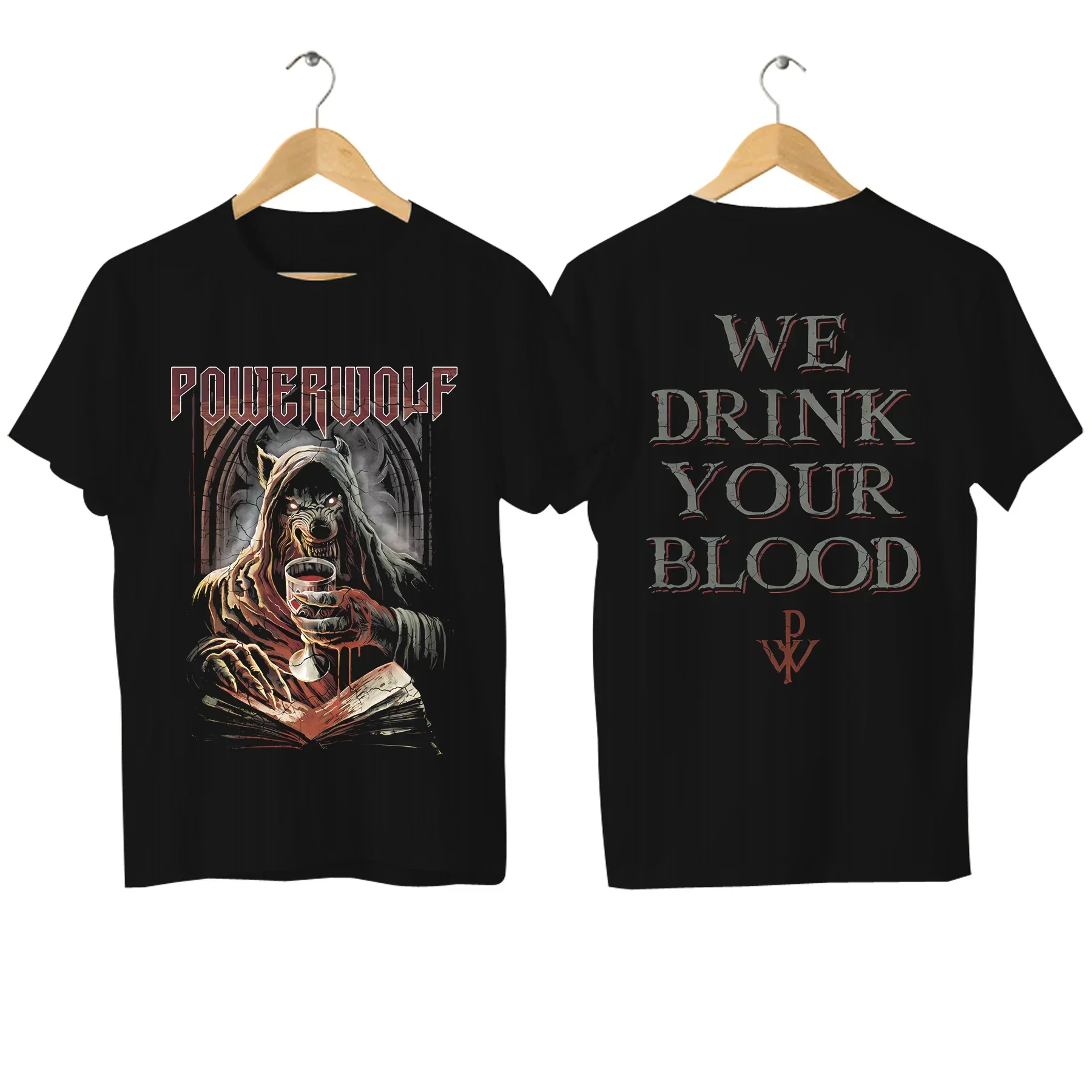 Men\'s Powerwolf Print T-Shirt Casual \