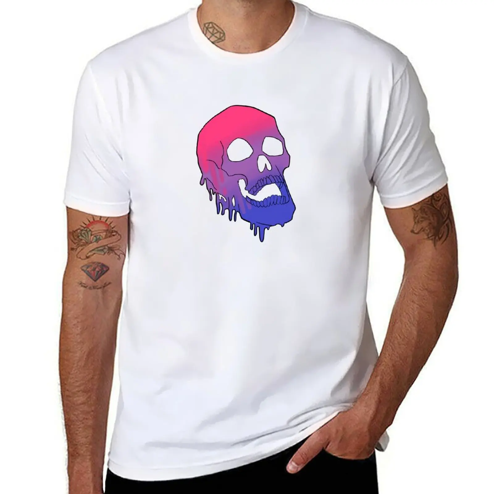

LGBT Pride Melting Skull - Bi Flag T-Shirt cotton t shirts man 100% t shirts for man graphic vintage T-Shirt