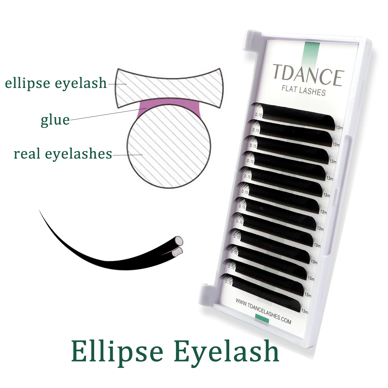 TDANCE Ellipse Flache Wimpernverlängerung 0,15/0,2 mm Wimpern Neue Matte Faux Nerz Make-up Liefert Individuelle Split Tipps C/D Wimpern – Detail 3