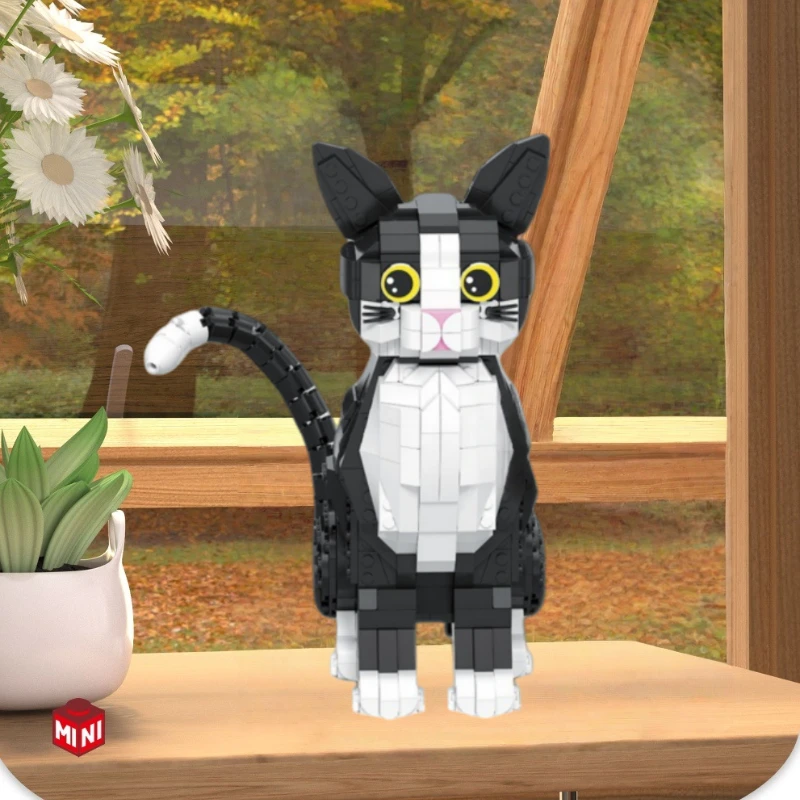 ミニ粒子組み立てブロック 猫の置物 男の子と女の子へのギフト クリエイティブDIYおもちゃキット 子供と大人向け