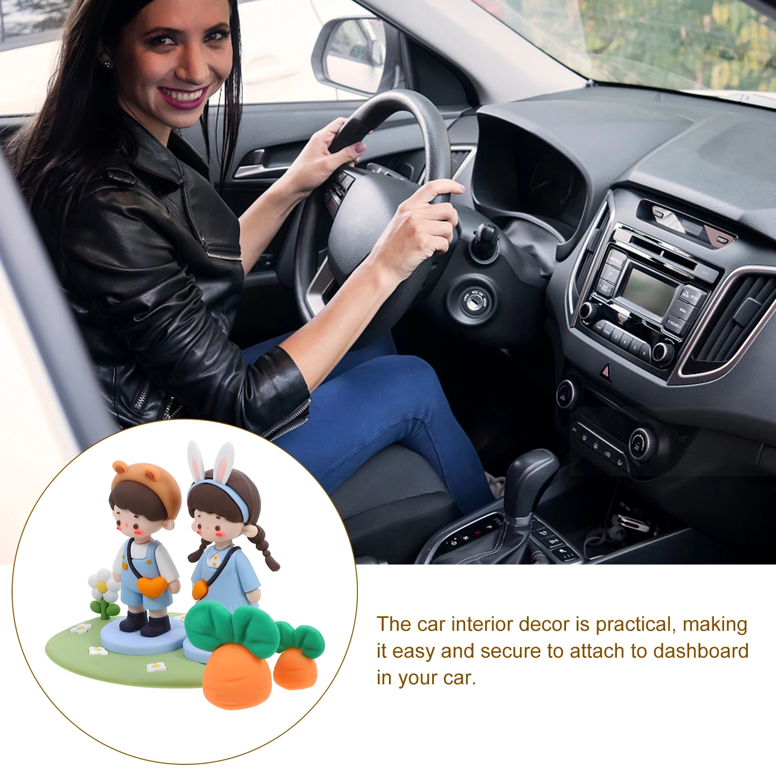 

1Set Car Interior Couples Figurines Cute Decorative Dashboard Ornament Car Decoration Accessories Couple Figurines Home Decor