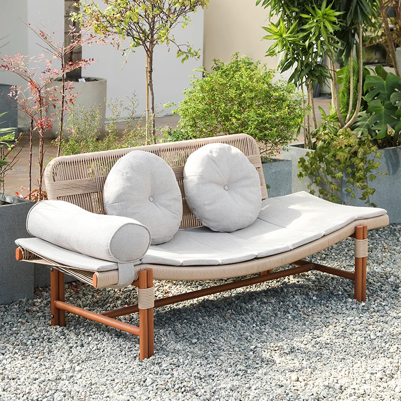 Weatherproof Durable Outdoor Garden Sofa Aluminum Alloy Frame Two Seat Modern Design Large Load-Bearing Capacity for Living Room