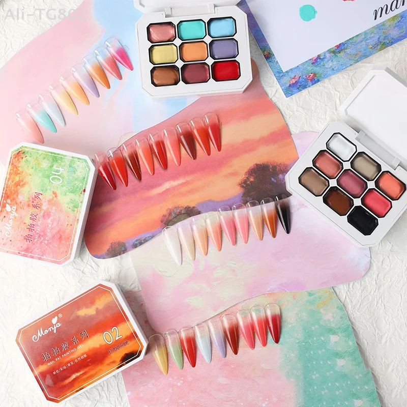 

Полупрозрачный гель-лак для ногтей 9-цветный, с эффектом макарон, высокой насыщенности, популярный, в баночке