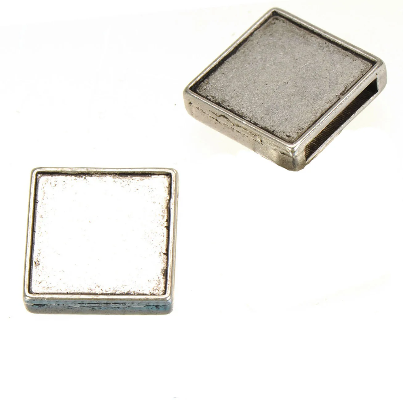 15pcs Diy Men Beads Slider 13mm Flat Cord Leather Bangles Made Alloy Square Match Bulk Items Wholesale Lots Jewelry Components