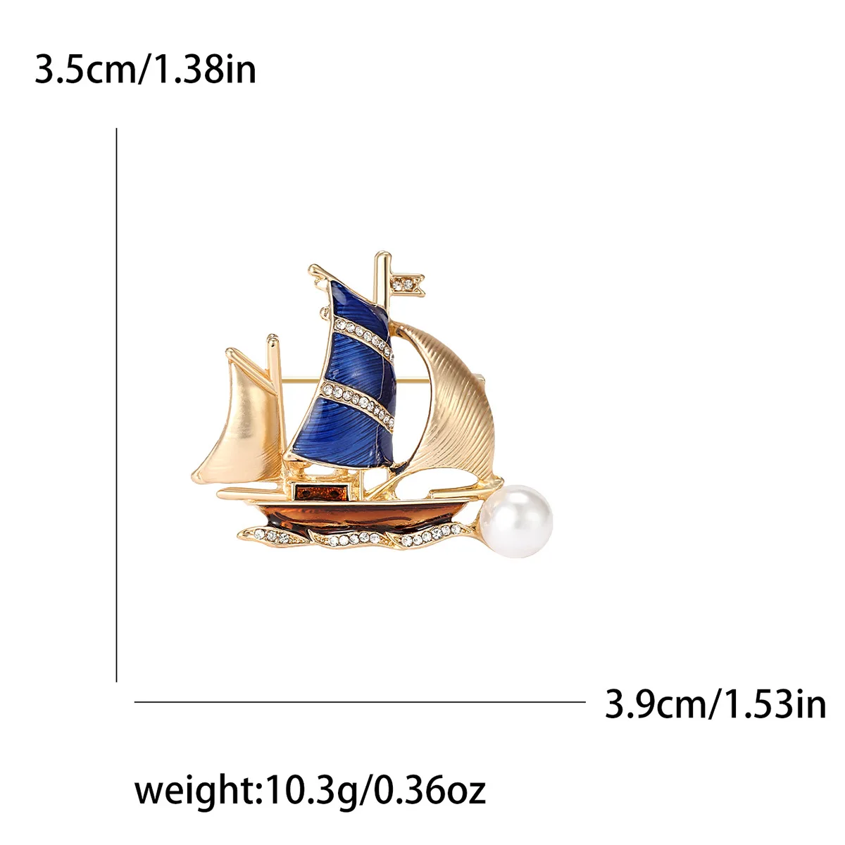 Exquisite Alloy Rhinestone Blue Sailboat Brooches For Women Men Elegant Luxury Pearl Boat Brooch Pins Office Party Jewelry Gifts image 6