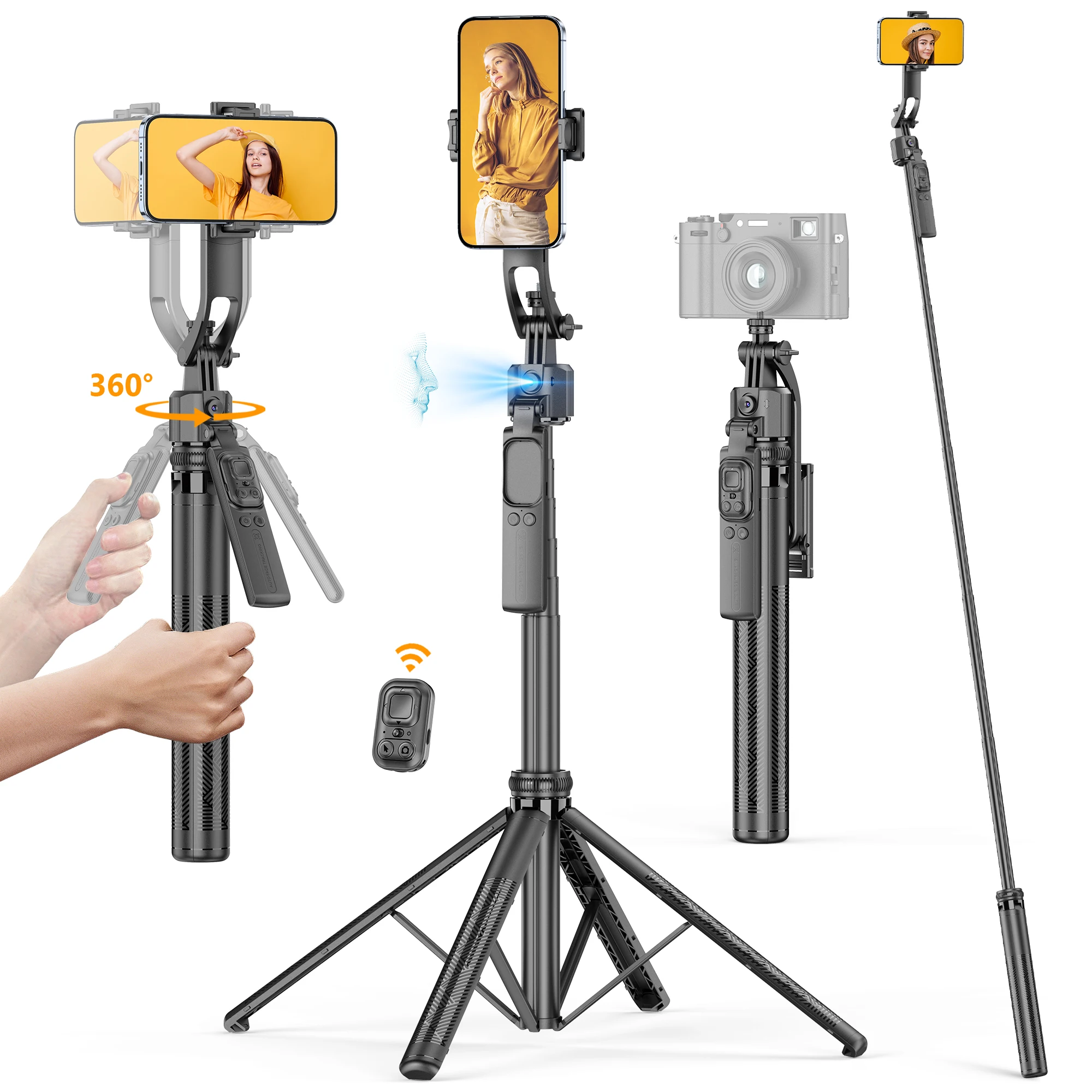 Selfieshow C17 Intelligent AI Face Tracking Stable Bluetooth Ggimbal Shooting Quadrapod Selfie Stick Mobile Phone Stabilizer