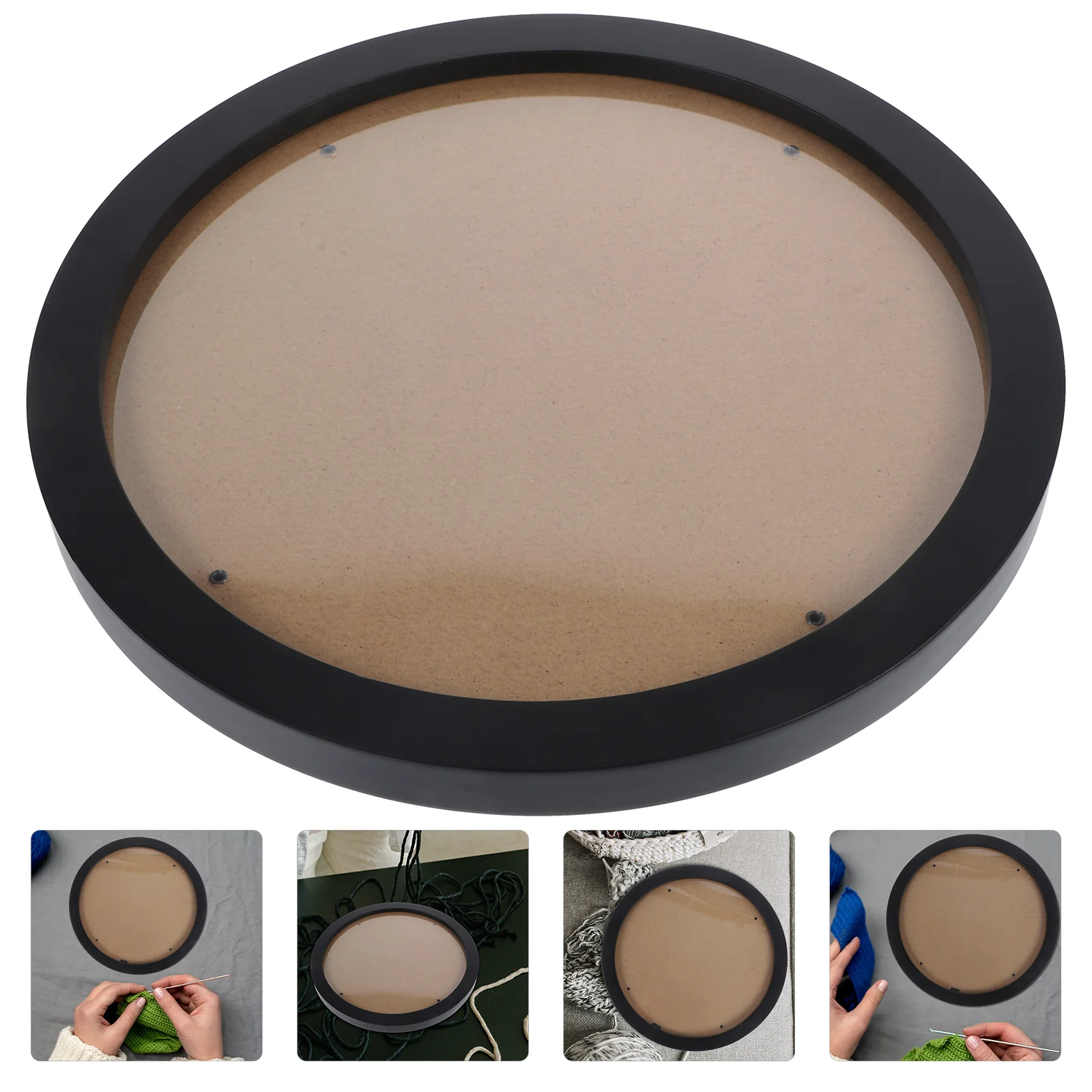 

Cross Stitch Round Photo Frame Decorations Embroidery Black Wood Hoops For DIY Newborn Ornaments