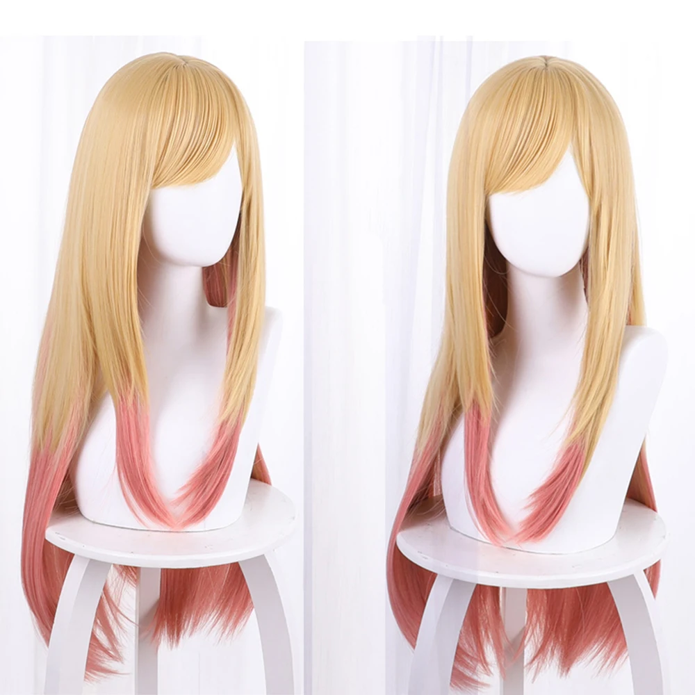 Anime Marin Kitagawa Cosplay Wig Yellow Pink Gradient Hair Long Straight Hair Kawaii Cute Halloween Carnival