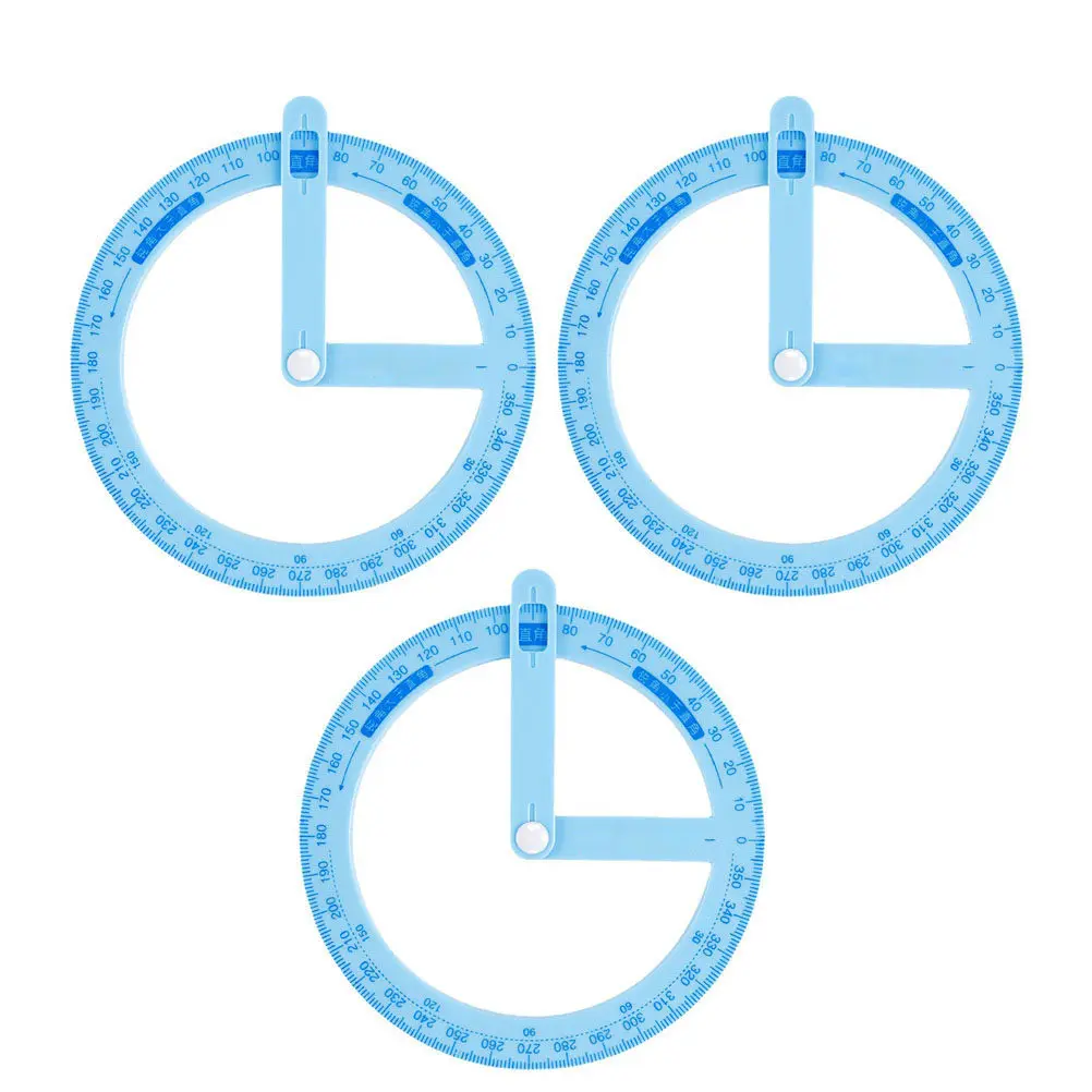 3pcs Round Plastic Protractors for Students – Educational Angle Measuring Tool, Classroom Teaching Aid