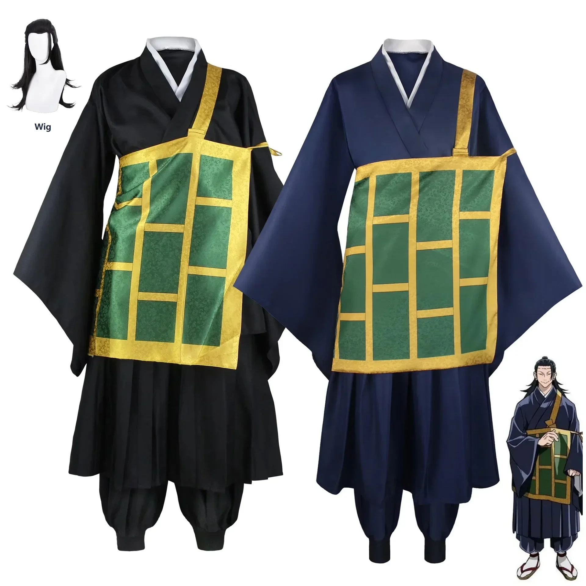 Halloween Cosplay Geto SuNAFTA Kimono Noir et Bleu, Uniforme Sв, Figuras de Anime, Ropa de Halloween para Homme y Femme