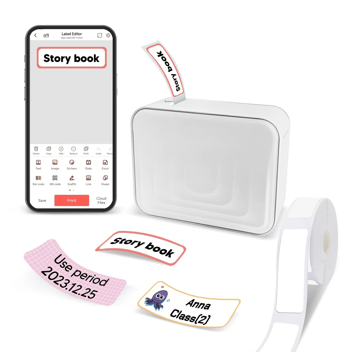 MarkLife M1 Мини Портативный Термопринтер Беспроводная Bluetooth-совместимая этикетка-бирка для домашнего офиса Этикетировочная машина