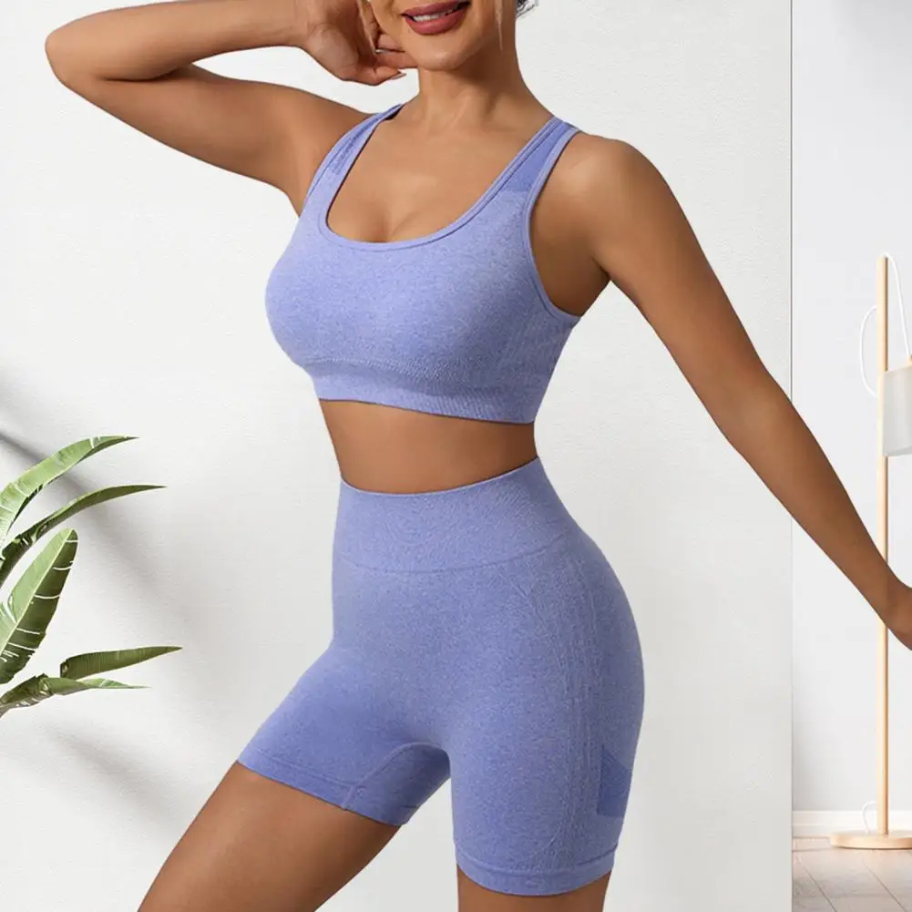 Women Sports Suit Yoga Outfit U-neck Sport Bra High Waist Leggings Set for Women 2 Piece Exercise Set with Top Shorts Yoga Bra