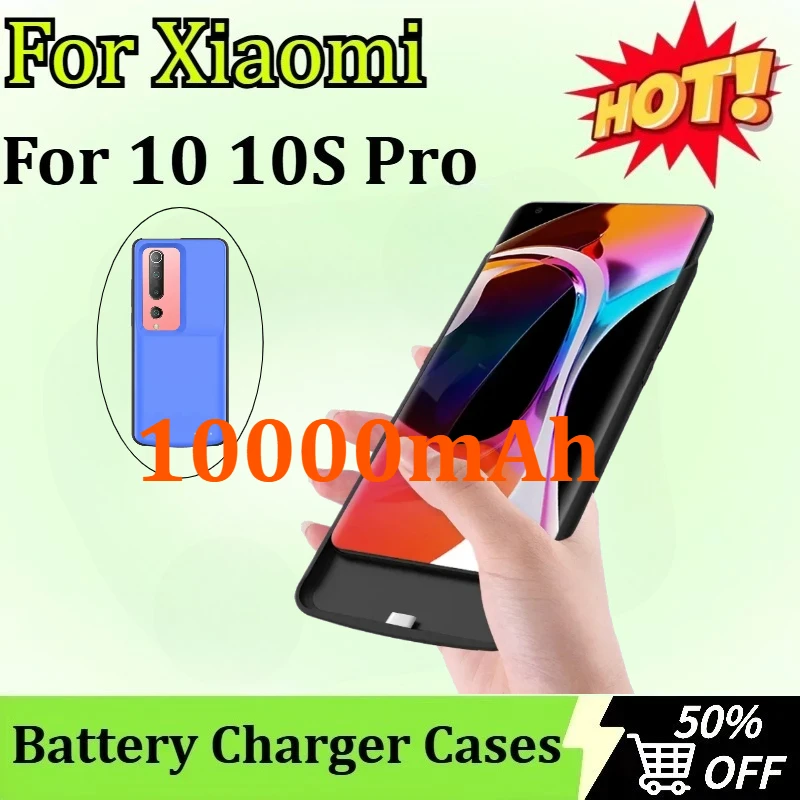 

New 10000mAh Power Case for Xiaomi 10 10S Pro Battery Charger Case Silicone Shockproof Power Bank Back Clip Portable Battery