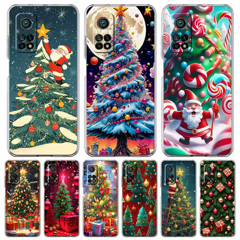 Transparent Phone Case for Xiaomi Mi 14 13 12 11 Ultra 13T 12T 11T Poco X3 NFC F3 F6 Pro Lite Soft TPU Christmas Christmas Tree