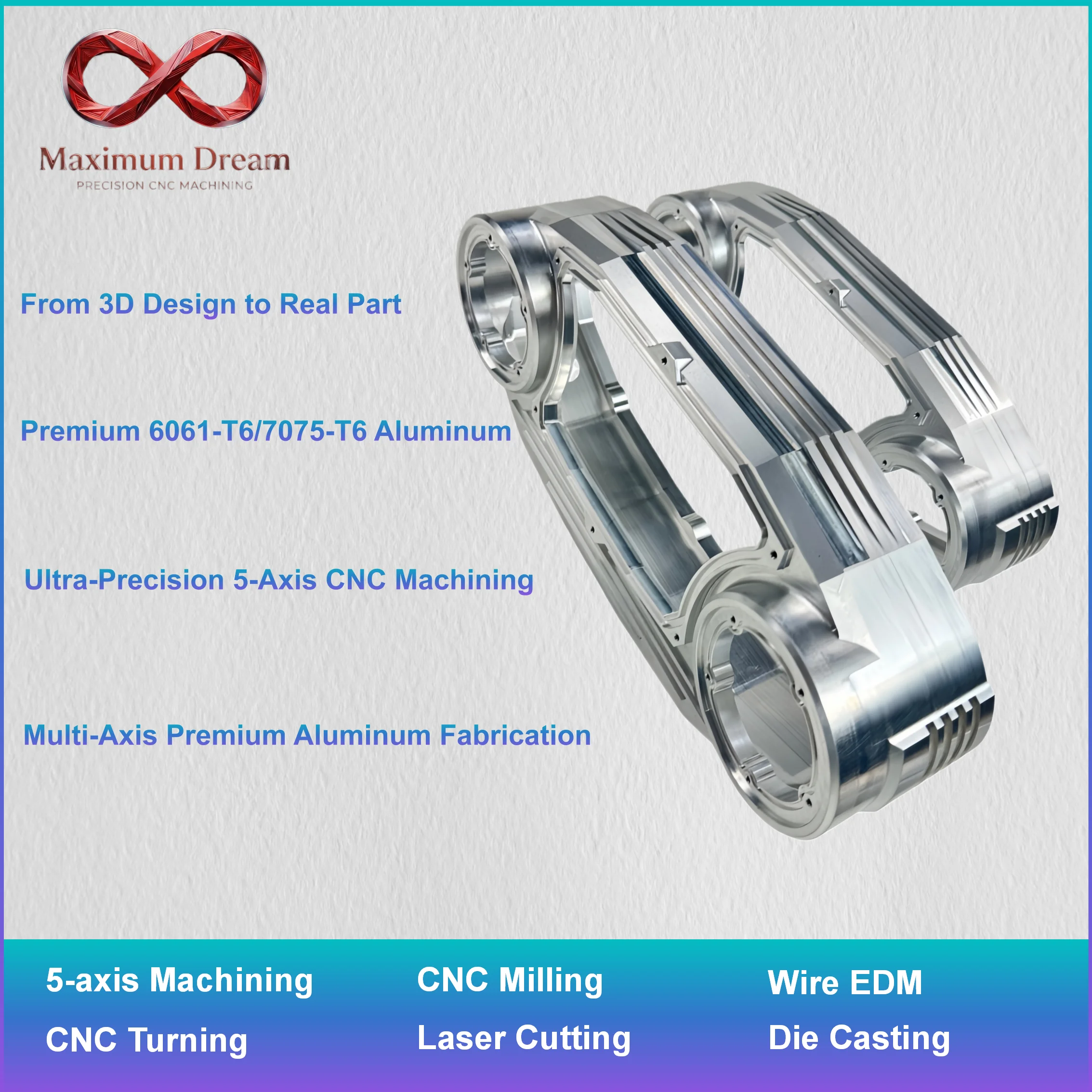 Custom CNC Milling Aluminum Components, High Precision Drone UAV & Humanoid Robot Structural Mechanical Parts, 1pc Service
