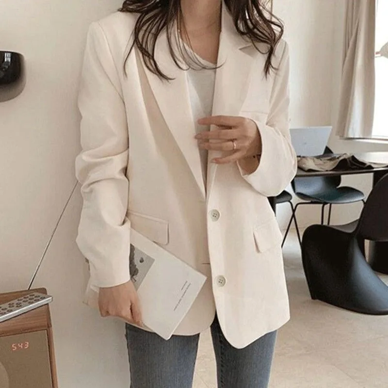 Abbigliamento da donna blazer piccolo bianco sporco 2025 Abbigliamento primaverile e autunnale Nuova versione coreana di giacca piccola da donna casual