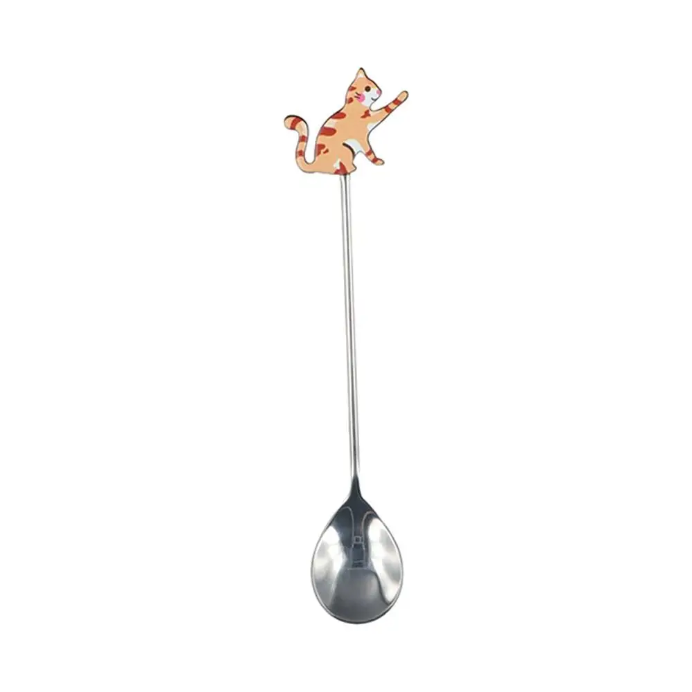 Creative Polished Cat Fish Stainless Steel Spoon Colorful Stirring Spoon Teaspoon Japanese Korean Style Dessert Spoon Students