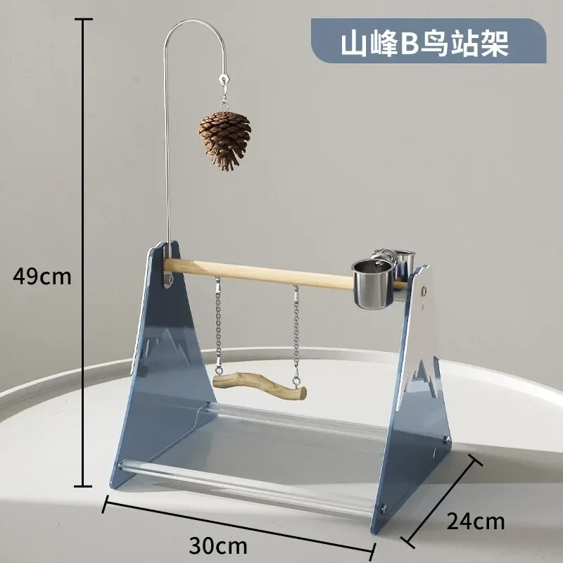 Mountain Peak B Bird Station Frame Xuanfeng Monk Parrot Drinking Feeding Rinse Tray Wrought Iron Stainless Steel Lightweight