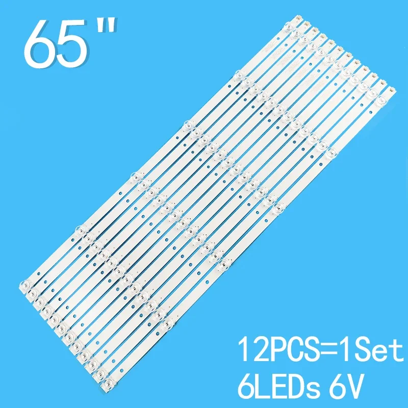 

New 12PCS/lot 6leds 6v 617mm For AKAI 65" LCD TV AKTV655 JS-D-JP65EK-062EC E65EK-P1000/600-2BN D66K18 V650DJ6-C02