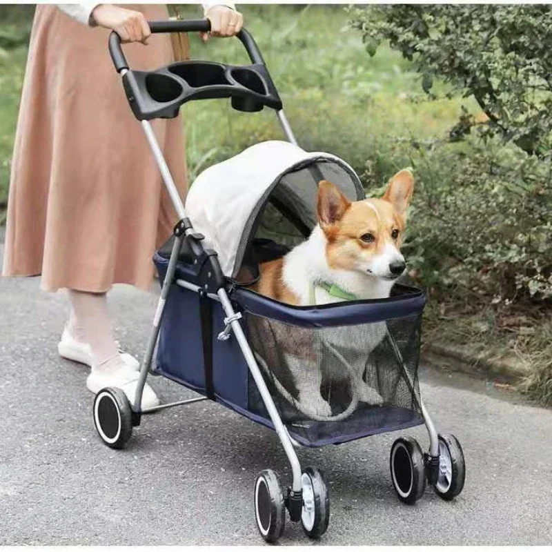 

Lightweight Foldable Cat Trolley Eu Free Small Medium-Sized Pet Stroller 4-Wheel Dog Cart Suitable for Cats and Dogs