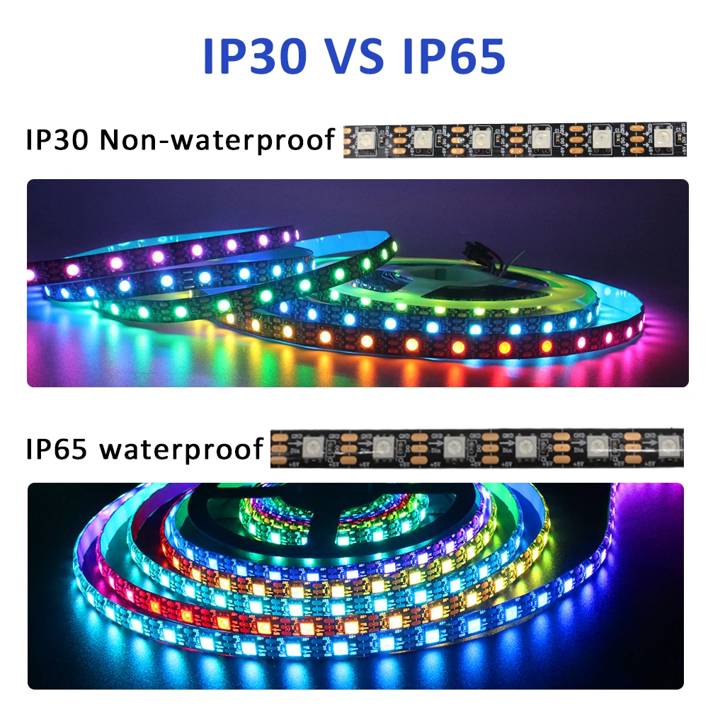 5V Dream Color LED Strip Light USB Full Color RF 17Keys USB Music Controller 60LEDs/M pixel 5050 RGB Addressable RGBIC WS2812B