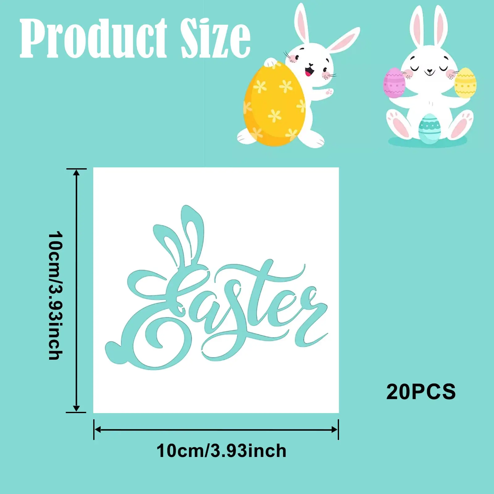20PCS 3.94x3.94inch Easter Stencils Bunny Egg Spring Painting Templates for DIY Craft Journal Wood Wall Decoration