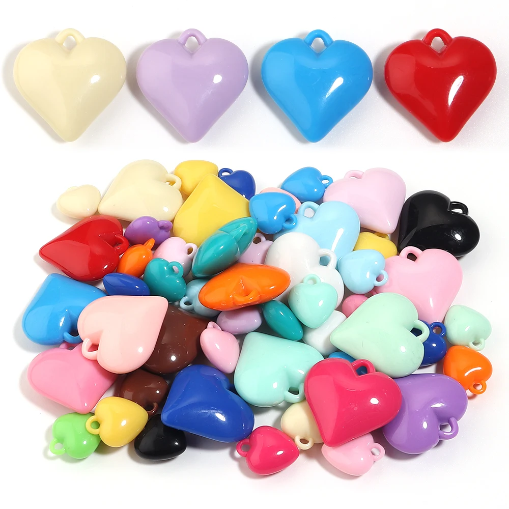 10-50 Stück/Set Acryl-Herzanhänger Bunte Liebesherz-Anhänger für DIY Handgemachten Schmuck, Halsketten- und Armbandzubehör – Detail 3