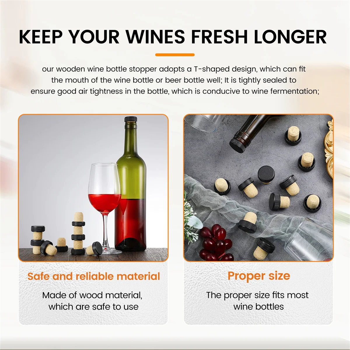 Cork Plugs Cork Stoppers Tasting Corks T-Shape Wine Corks with Plastic Top Wooden Wine Bottle Stopper Bottle Plugs Corks image 6