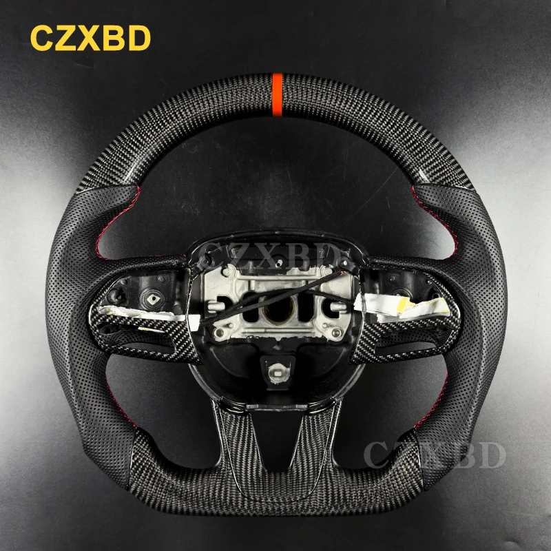 

For Dodge Durango RT BJ 2018 Real Glossy Carbon Fiber Steering Wheel High Quality Leather Customized