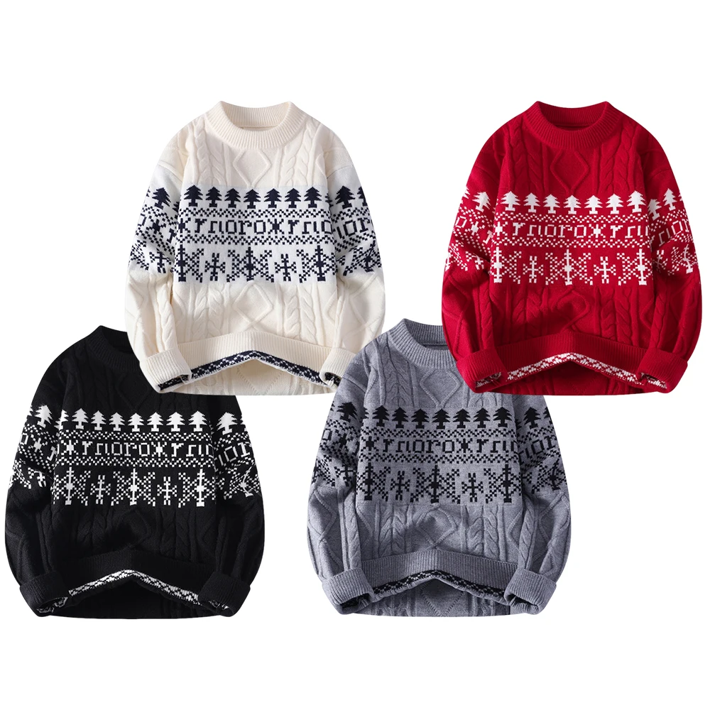 

High-end new knitted cardigan sweater, fashionable Christmas print casual sweater, round-neck knitted long-sleeved sweater